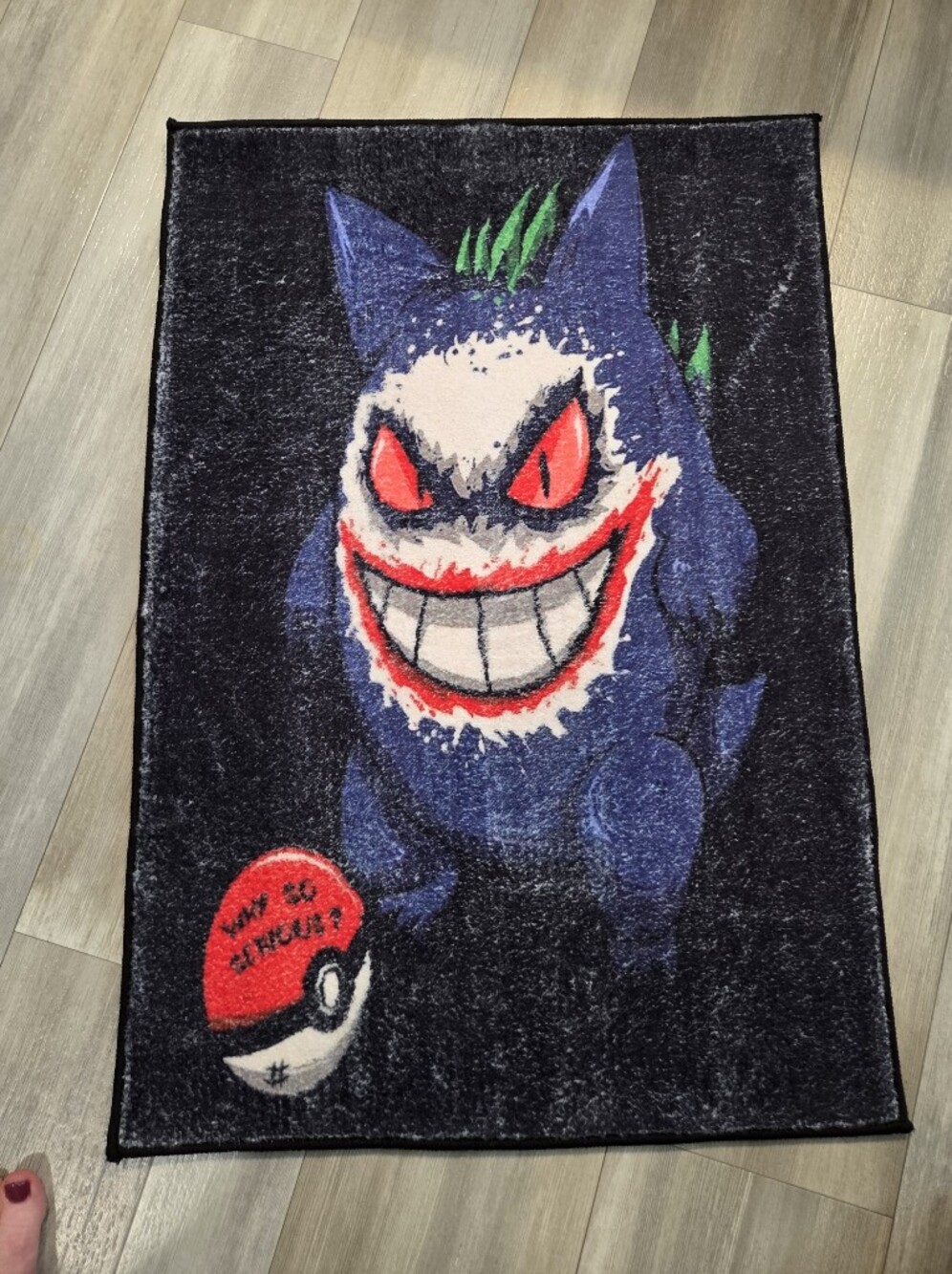 New Bape Rug/ Wall Art Graphic Monster Face Rug with Bold Red and Blue Design